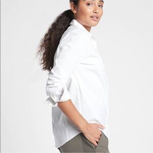 Athleta White Collar Button Down Shirt Size Large